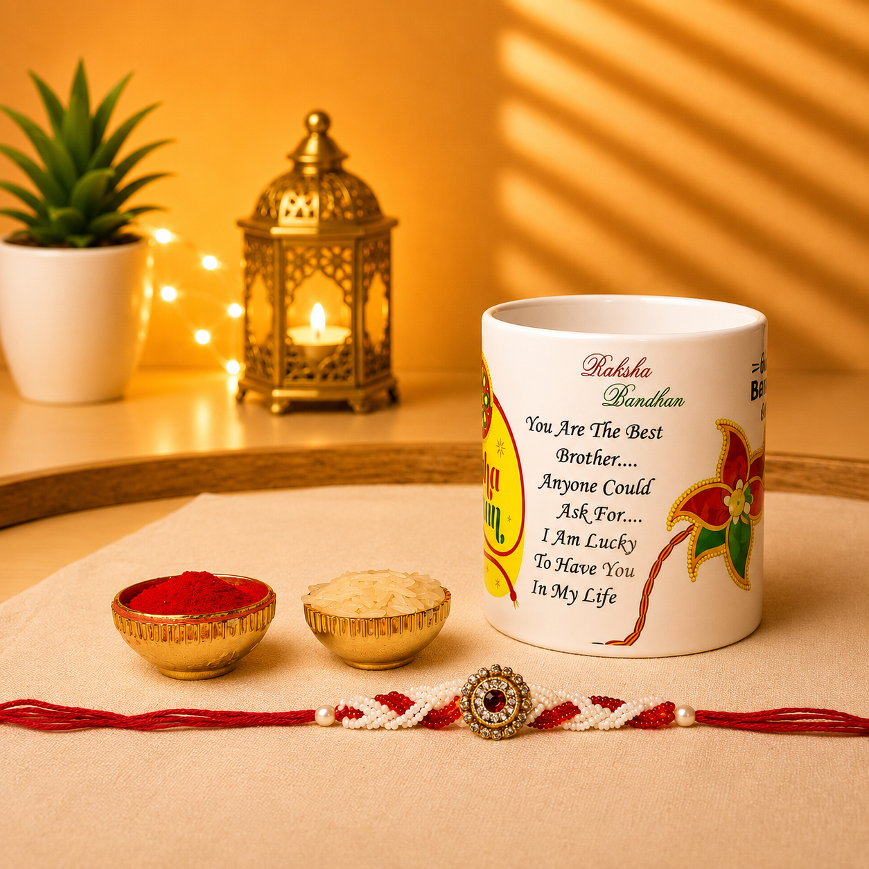 Rakhi Mug Combo with Traditional Roli Rice