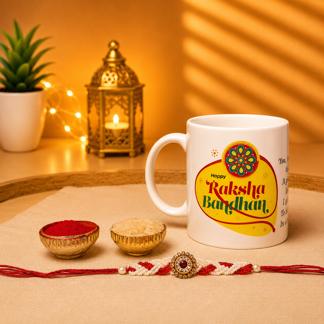Rakhi Combo with Designer Thread & Mug